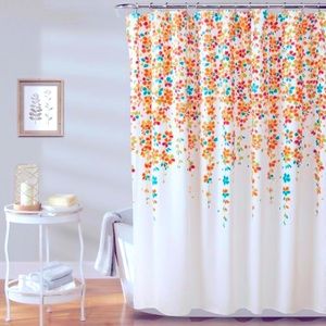 Lush Decor • Fabric Shower Curtain • Weeping Flower • Turquoise & Tangerine